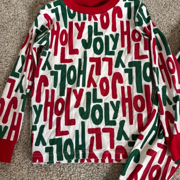 Carters Christmas PJs 3T Pajamas Holly Jolly White Red Green - Picture 3 of 6